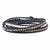 White , Grey Quartz, Multi Crystal Multi-Wrap Leather Bracelet