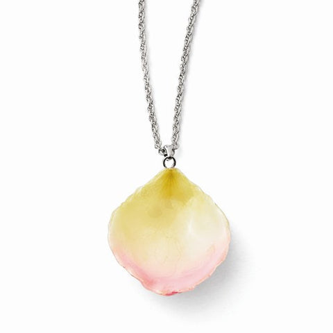 Lacquer Dipped Cream, Pink Rose Petal Slvr-Pltd Necklace