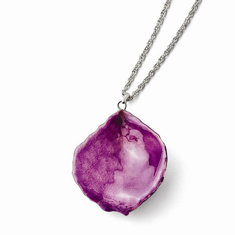 Lacquer Dipped Lilac Rose Petal Slvr-Pltd Necklace