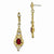Gold-tone Oval Red Clear Glass Drop Earrings