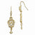 Gold-tone Clear Glass Wire Hook Dangle Earrings