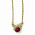 Gold-Tone Red & Clear Glass Bow Necklace