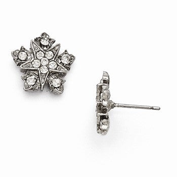 Silver-tone Clear Glass Post Earrings