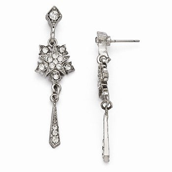 Silver-tone Clear Glass Snowflake Post Earrings