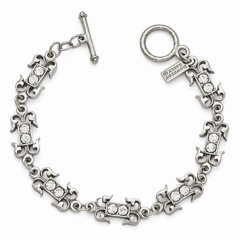 Silver-ToneClear Crystal Toggle Bracelet