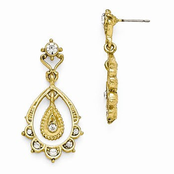 Gold-tone Clear Glass Post Earrings