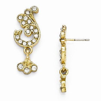 Gold-tone Clear Glass Post Earrings