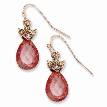 Rose-tone Rose Lt. Colorado Epoxy Stones Dangle Earrings