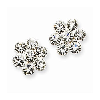 Silver-tone Glass Stones Post Earrings