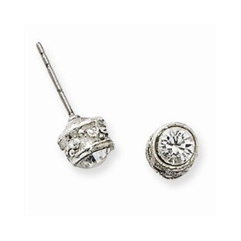 Silver-tone Crystal Post Earrings