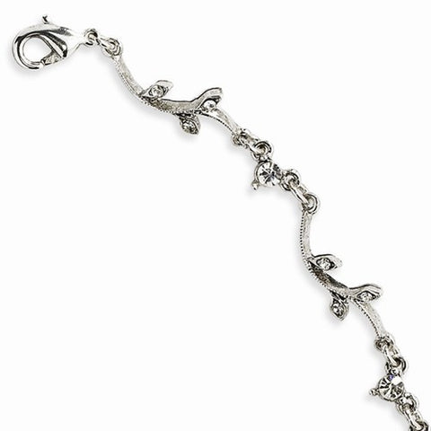 Silver-tone Crystal Bracelet w/ext, 7.25 inch w/ext, Jewelry Bracelets for Women