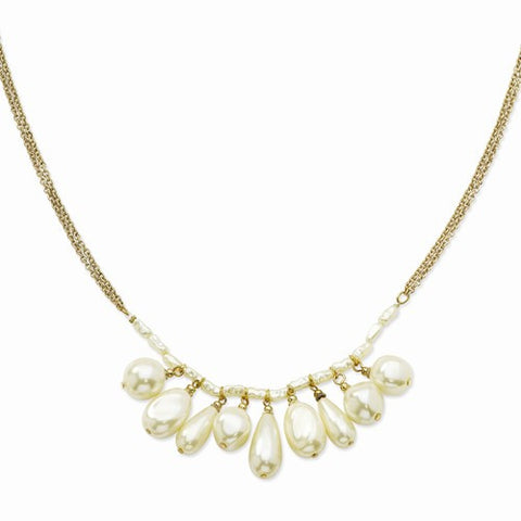 Gold-tone Cultura Glass Pearl Multi-drop Necklace