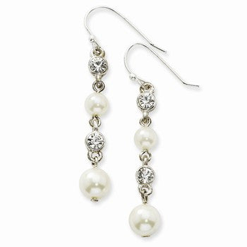 Silver-tone Glass Crystal Beads Dangle Earrings