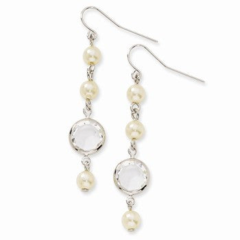 Silver-tone Glass Beads Crystal Dangle Earrings