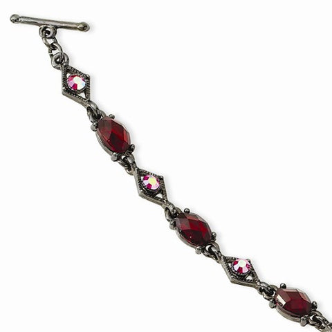 Black-plated Red Aurora Borealis Crystal Toggle Bracelet