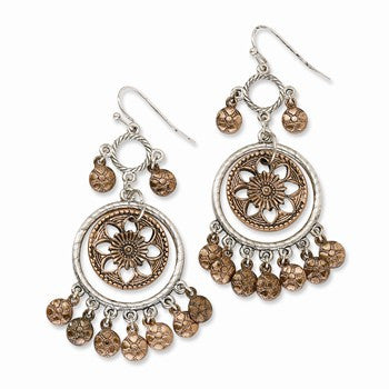 Silver-tone Copper-tone Ch&elier Dangle Earrings