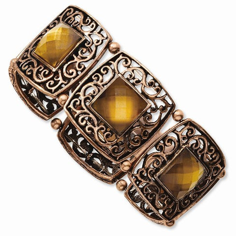 Burnished Copper-tone Brown Epoxy Stretch Bracelet