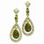 Brass-tone Green/Jonquil Crystal Teardrop Post Earrings