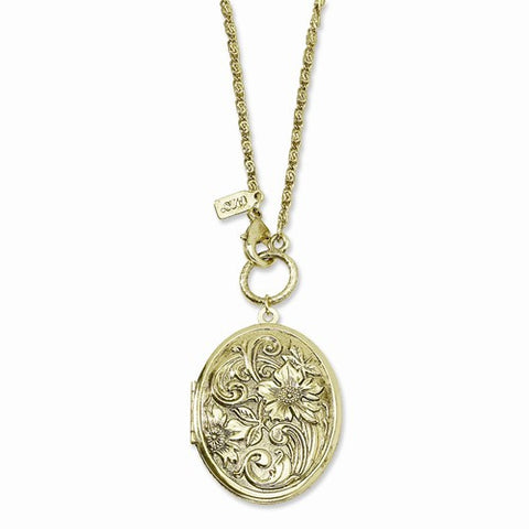 Brass-tone Floral Locket