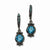 Black-plated Teal Crystal Leverback Earrings