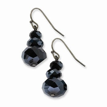 Black-plated Luxury Cut Faceted Jet Crystal Earrings
