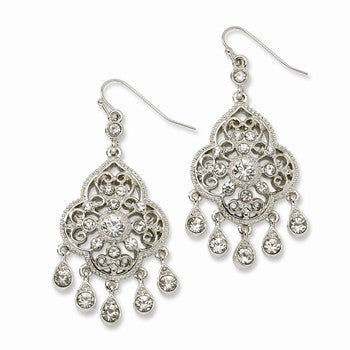 Silver-tone Crystal Ch&elier Dangle Earrings
