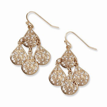 Copper-tone Filigree Teardrop Dangle Earrings