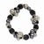 Silver-tone Black & Hematite Acrylic Beads Stretch Bracelet