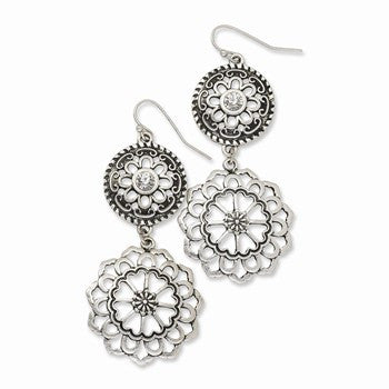Silver-tone Clear Glass Stones Dangle Earrings
