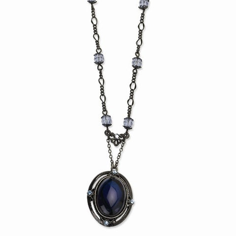 Black-plated Light & Dark Blue Crystal Necklace