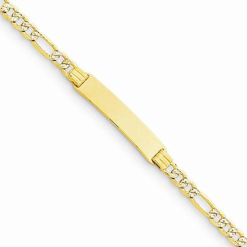 14K Yellow Gold Pave Figaro Link Id Child Bracelet