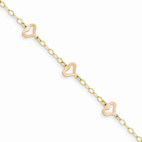 14K White and Yellow Gold Childs Heart Bracelet