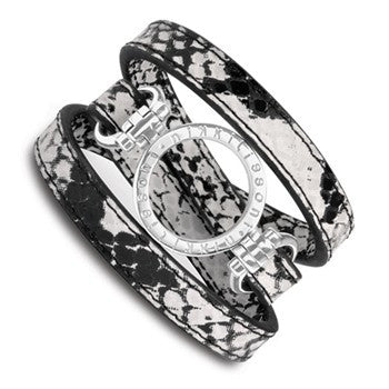 Snake Pattern Leather Small Silver Coin Holder Long Wrap Chain