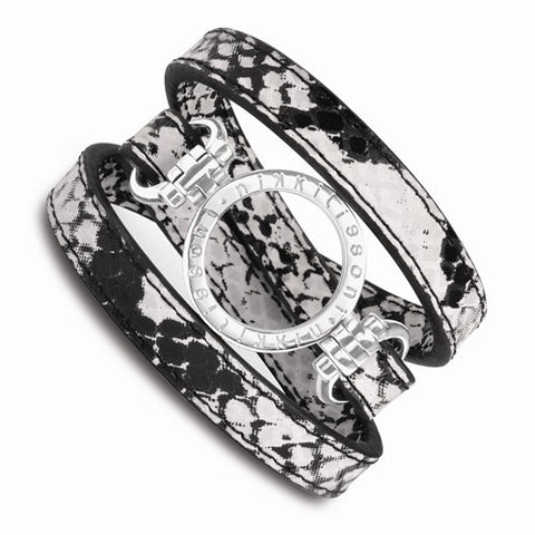 Snake Pattern Leather Small Silver Coin Holder Wrap Brac Chain