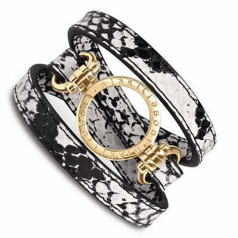 Snake Pattern Leather Small Gold Coin Holder Wrap Bracel Chain