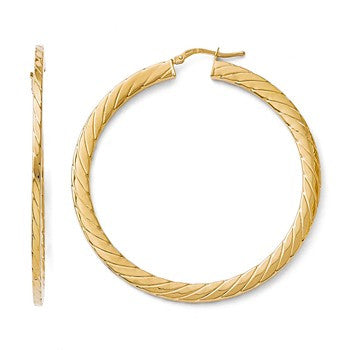 Bronze Polished & Textured Hinged Hoop Earrings