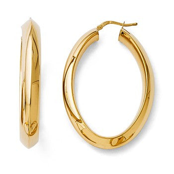Bronze Polished Hinged Oval Hoop Earrings