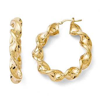 Bronze Polished Twisted Hinged Hoop Earrings