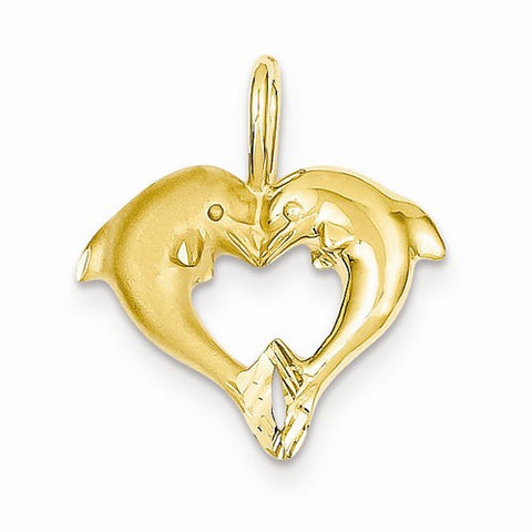 14k Gold Dolphin Heart Pendant, Pendants for Necklace