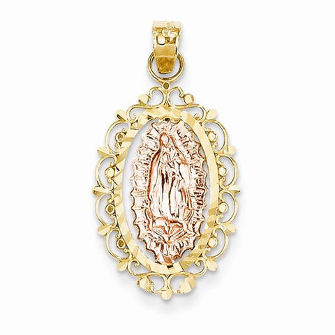 14k Gold Two-tone Our Lady of Guadalupe Medal Pendant, Pendants for Necklace