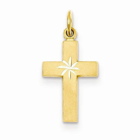 14k Gold Small Diamond-cut Cross Pendant, Pendants for Necklace