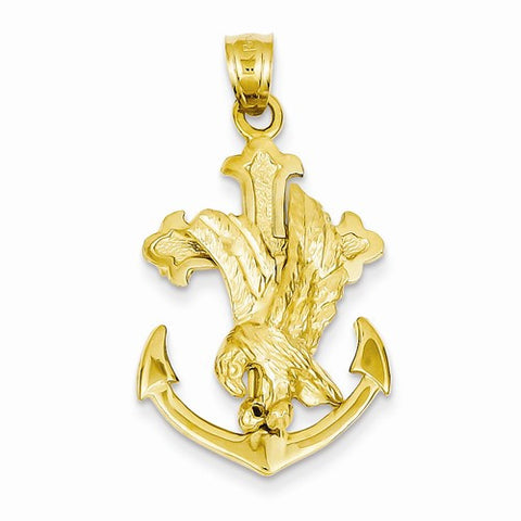 14k Gold Mariners Cross w/Eagle Pendant, Pendants for Necklace