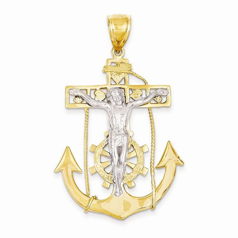 14k Gold Two-tone Mariner's Crucifix pendant, Appealing Pendants for Necklace