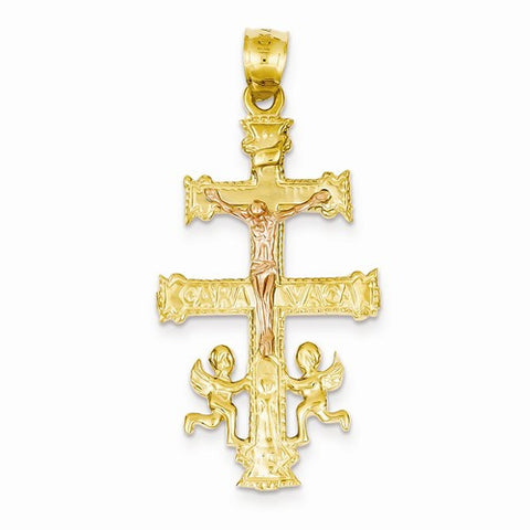 14k Yellow Gold (Rose & Yellow) Cara Vaca Crucifix Pendant, Pendants for Necklace