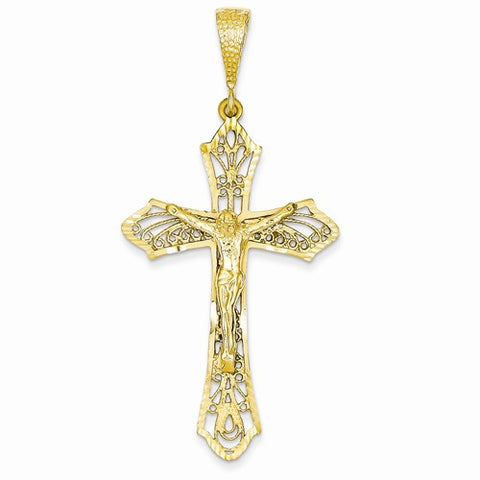 14k Gold Satin & Diamond-Cut Crucifix Pendant, Pendants for Necklace