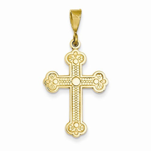 14k Gold Budded Cross Pendant, Stylish Pendants for Necklace