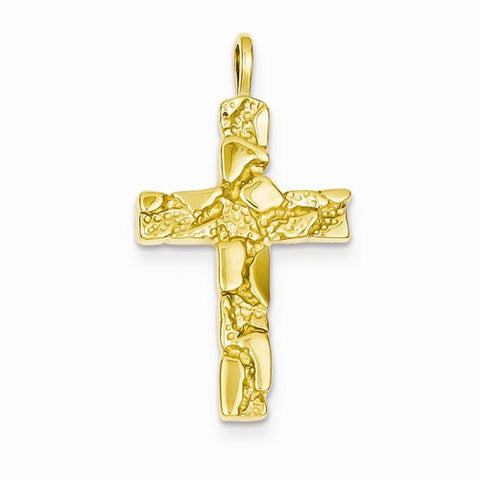 14k Gold Nugget Cross Pendant, Pendants for Necklace