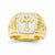 14k Two-Tone Cross on Top Mens Ring