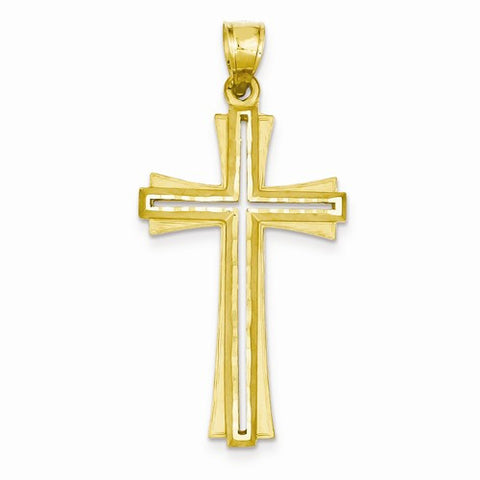 14k Gold Diamond -Cut & Satin Cross Pendant, Pendants for Necklace