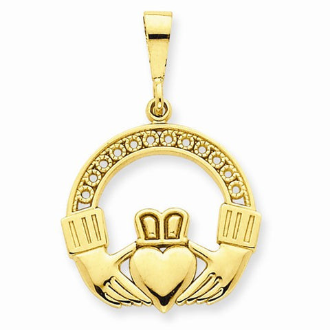 14k Gold Claddagh Pendant, Classy Pendants for Necklace